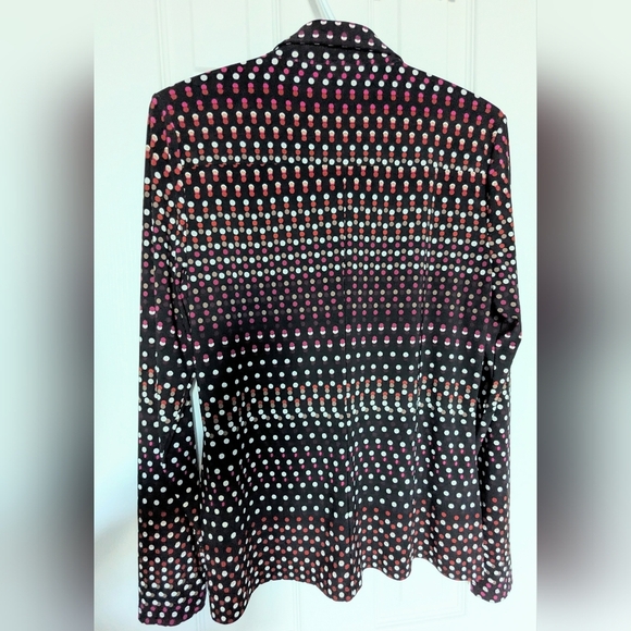 Tommy Hilfiger Women's (S/M) Black Button-Down Blouse w/Multicolored Polka Dots - Picture 10 of 13